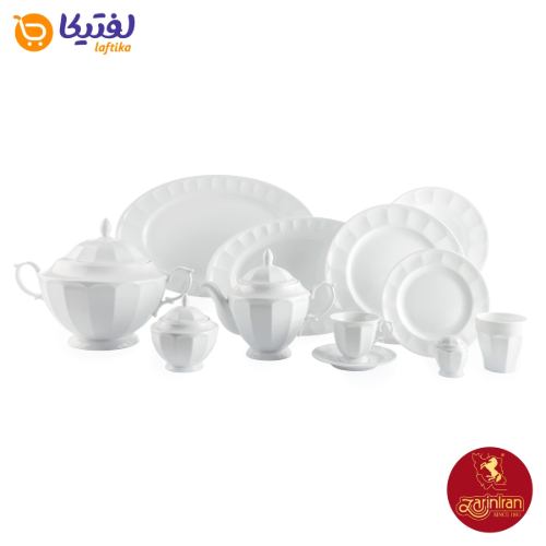 خرید چینی زرین سرویس 12 نفره نئوکلاسیک سفید