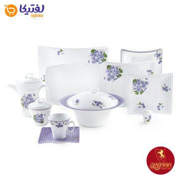 چینی زرین سرویس 12 نفره وینچی الیسه طرح یاس بنفش