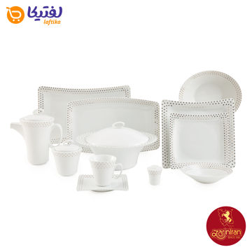 چینی زرین سرویس 12 نفره وینچی الیسه طرح اسپاتی پلاتینی