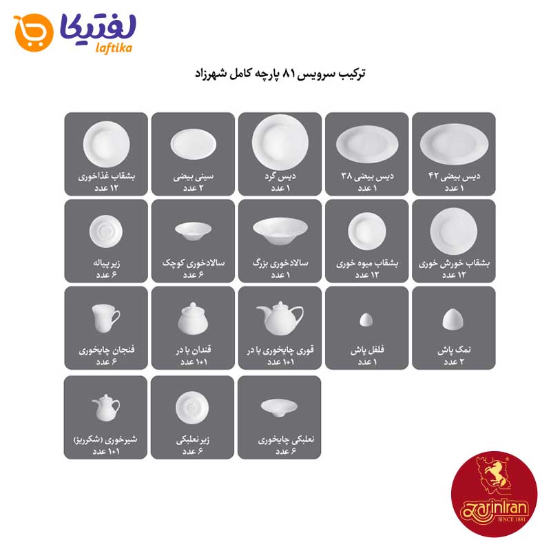 سرویس چینی زرین شهرزاد طرح سافایر یک خرید اقتصادی