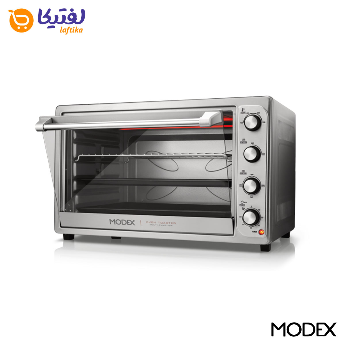 خرید توستر 66 لیتری بدنه استیل شیشه ای مودکس درب دو جداره مدل OV9660