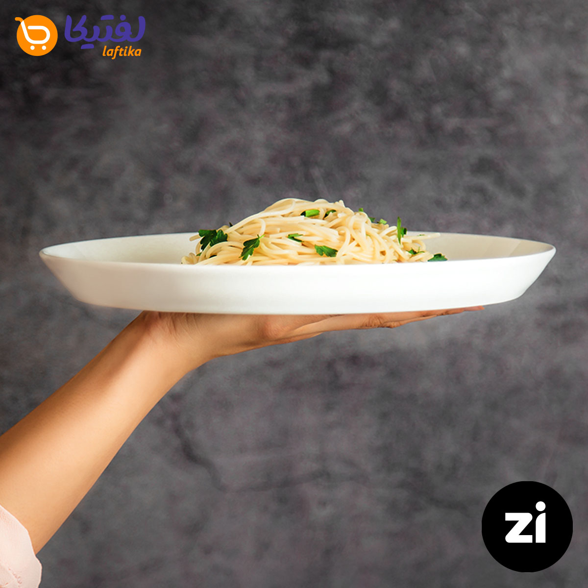 بشقاب تخت چینی زرین فرم اس سفید سایز 24