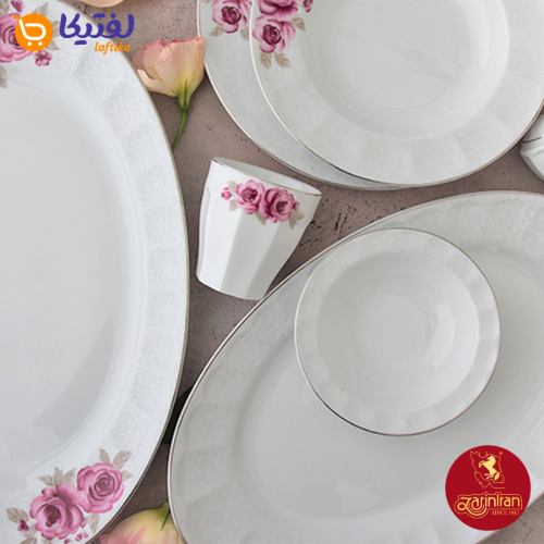 قیمت و خرید سرویس 12 نفره چینی زرین نئوکلاسیک طرح رز گاردن