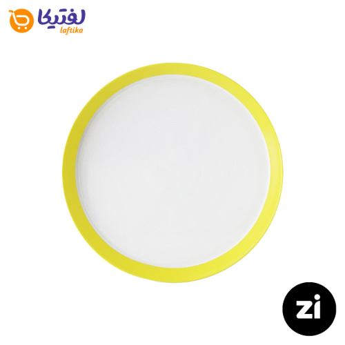 بشقاب تخت چینی زرین فرم اس پاستل لیمویی سایز 27