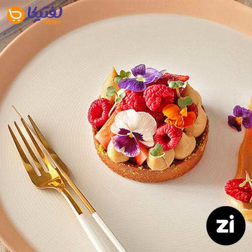 بشقاب تخت چینی زرین فرم اس پاستل گلبهی سایز 30