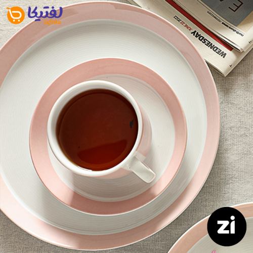 بشقاب تخت چینی زرین (Zi) فرم اس پاستل صورتی سایز 15