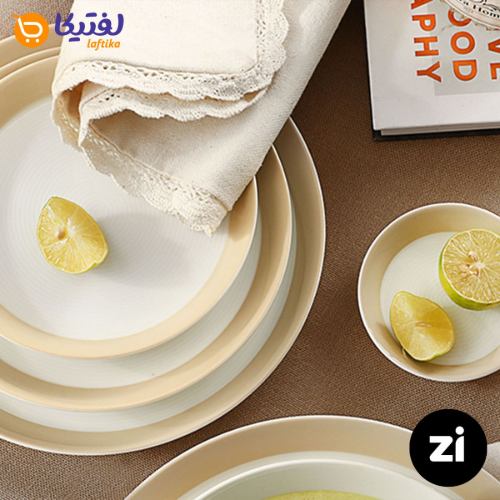 بشقاب تخت چینی زرین فرم اس پاستل کرم سایز 30