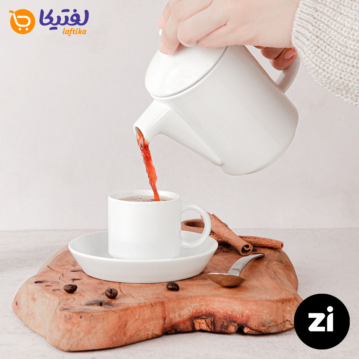 فنجان چایخوری چینی زرین فرم اس سفید سایز 8