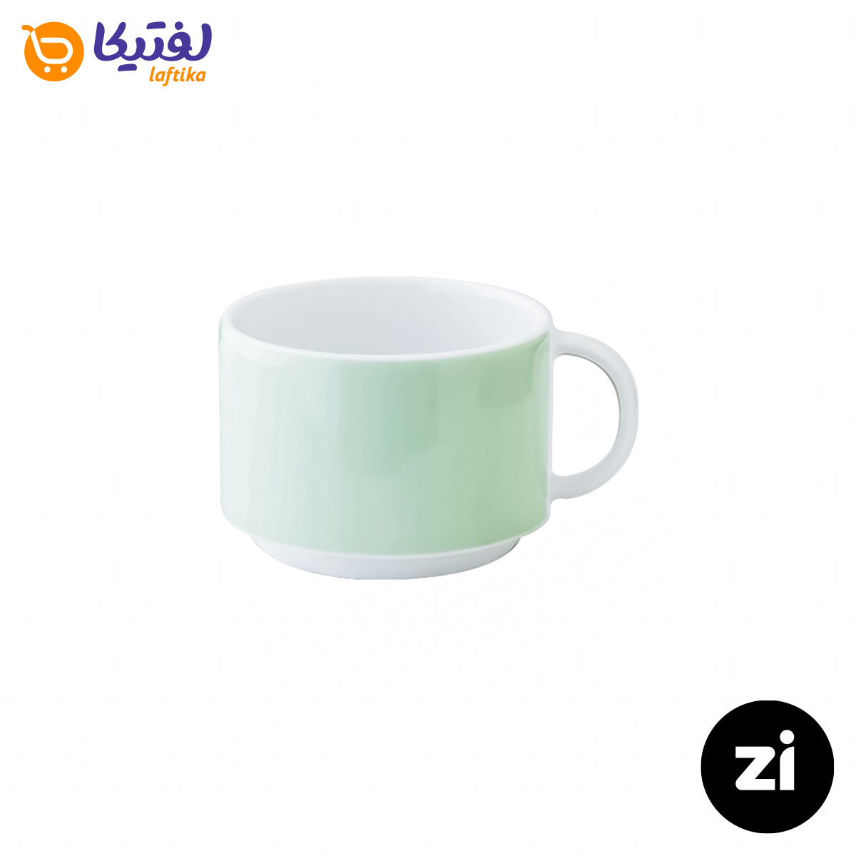 فنجان چایخوری چینی زرین فرم اس پاستل سبز سایز 8