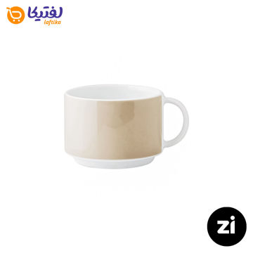 فنجان چایخوری چینی زرین فرم اس پاستل کرم سایز 8