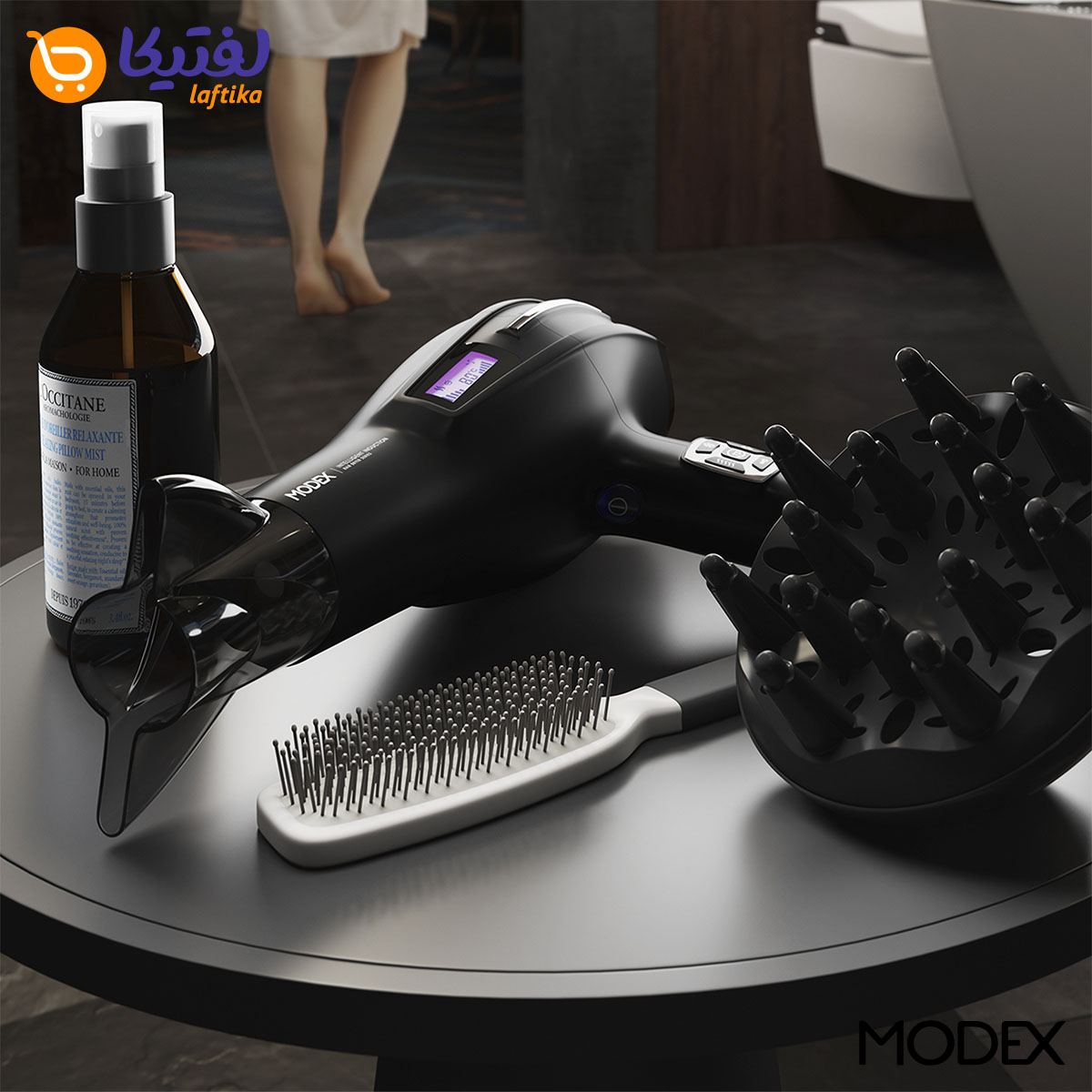 سشوار دیجیتال مودکس HD1290 2200W یون دار با دیفیوزر و سنسور مو