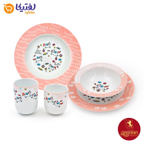سرویس کودک چینی زرین طرح لیتل پنی 5 پارچه با لیوان