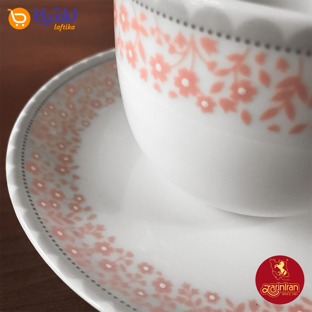سرویس 12 پارچه چای خوری چینی زرین طرح کلارا گلبهی