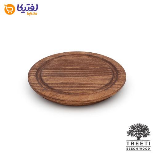 ظرف کیک چوبی لبه باریک پایه دار با درب شیشه ای تیریتی کوچک B3324