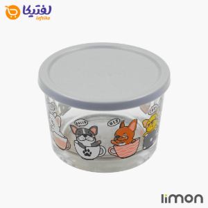 ظرف شیشه ای درب دار 190 میلی لیتر چاپ دار لیمون