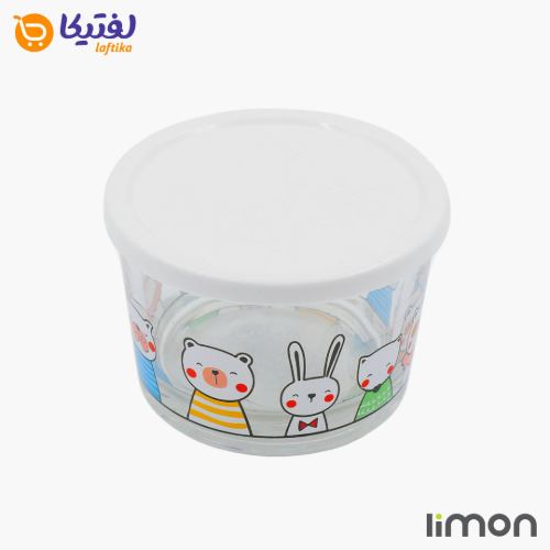 ظرف شیشه ای درب دار 190 میلی لیتر چاپ دار لیمون