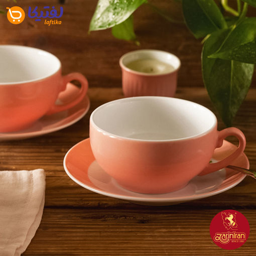 فنجان و نعلبکی کاپوچینو، لاته چینی زرین ایتالیا اف طرح ماربل 2 پارچه