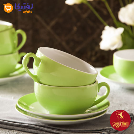 فنجان و نعلبکی کاپوچینو، لاته چینی زرین ایتالیا اف طرح پسته 2 پارچه