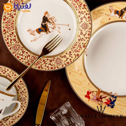 چیدمان سرویس چینی والندورفر Wallendorfer شهرزاد طرح چوگان 12 نفره
