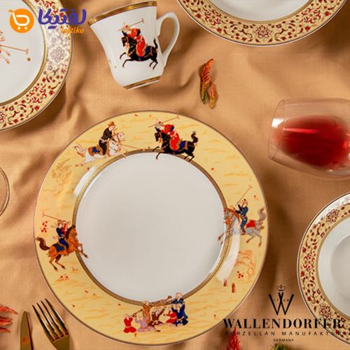 جزییات سرویس چینی والندورفر Wallendorfer شهرزاد طرح چوگان 12 نفره