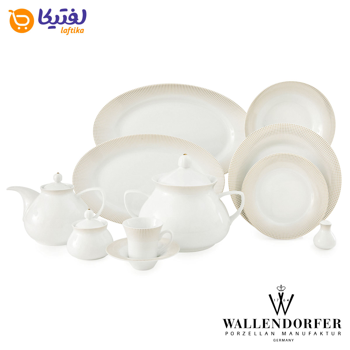 سرویس چینی والندورفر Wallendorfer شهرزاد طرح مریدین طلایی 12 نفره