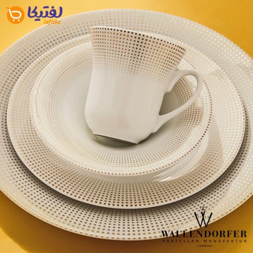 جزییات سرویس چینی والندورفر Wallendorfer شهرزاد طرح مریدین طلایی 12 نفره