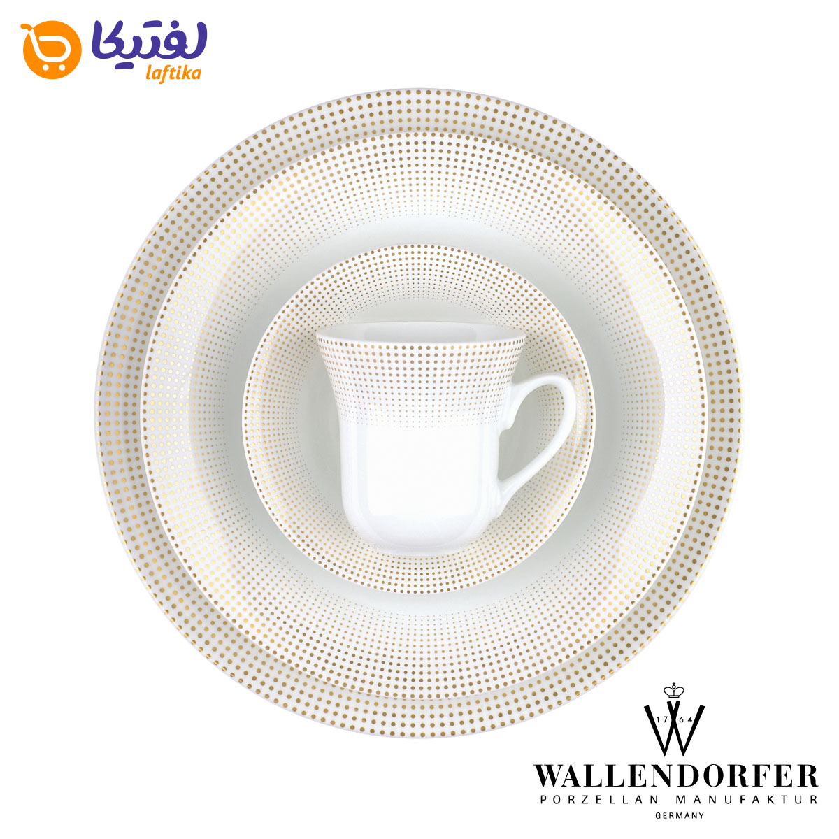 سرویس چینی والندورفر Wallendorfer شهرزاد طرح مریدین طلایی 12 نفره