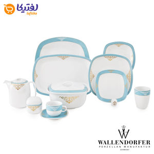 سرویس چینی با کیفیت والندورفر Wallendorfer کواترو طرح آرمیتاژ فیروزه ای 12 نفره