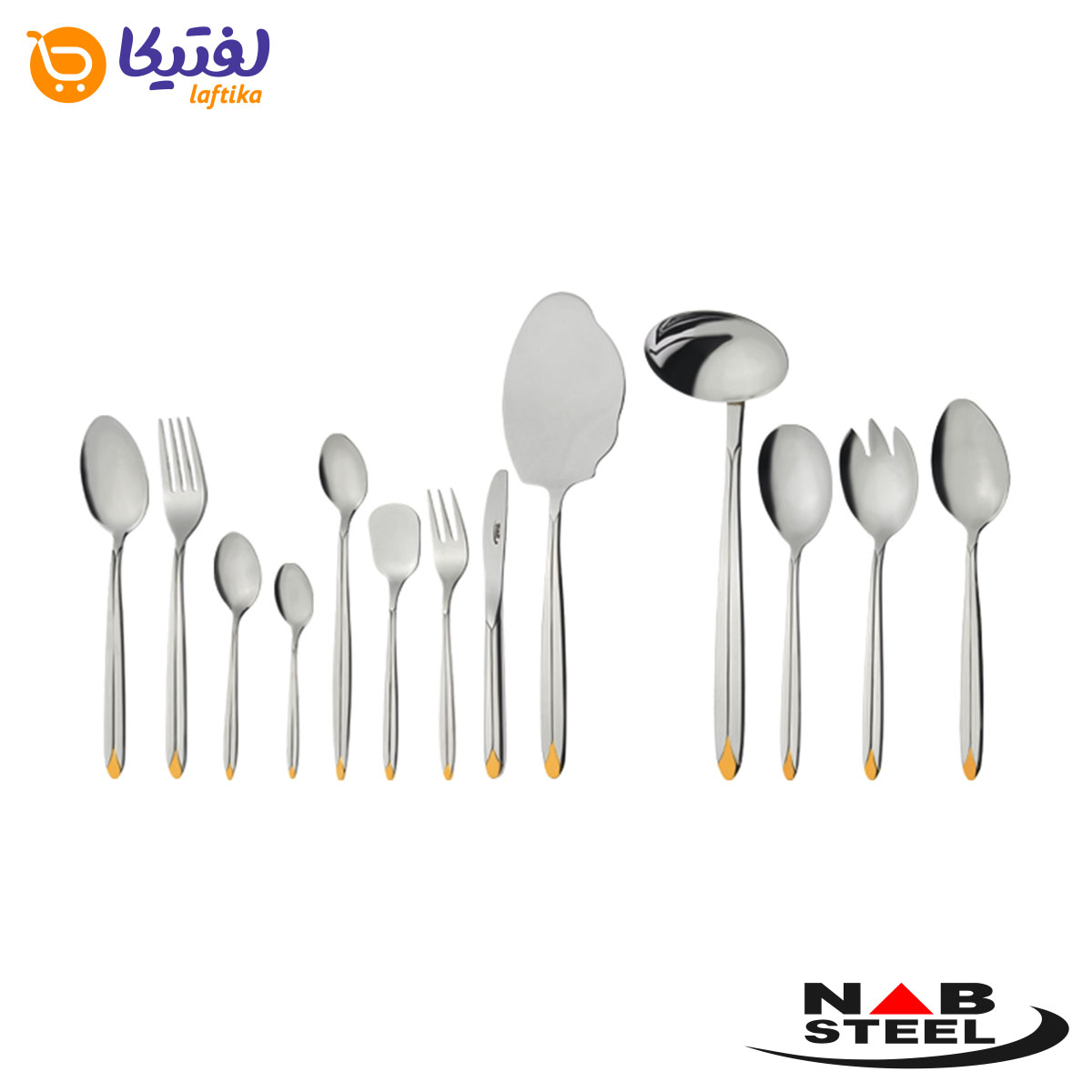 سرویس 116 پارچه ناب استیل مدل پالرمو دورطلایی جعبه کادویی