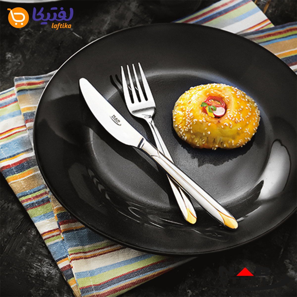 سرویس 116 پارچه ناب استیل مدل پالرمو دورطلایی جعبه کادویی