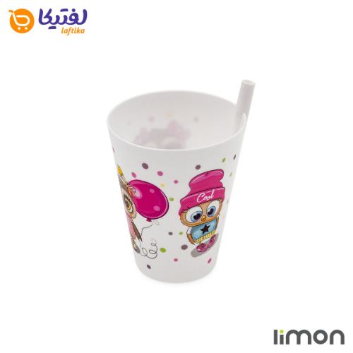 لیوان نی دار لیمون چاپدار