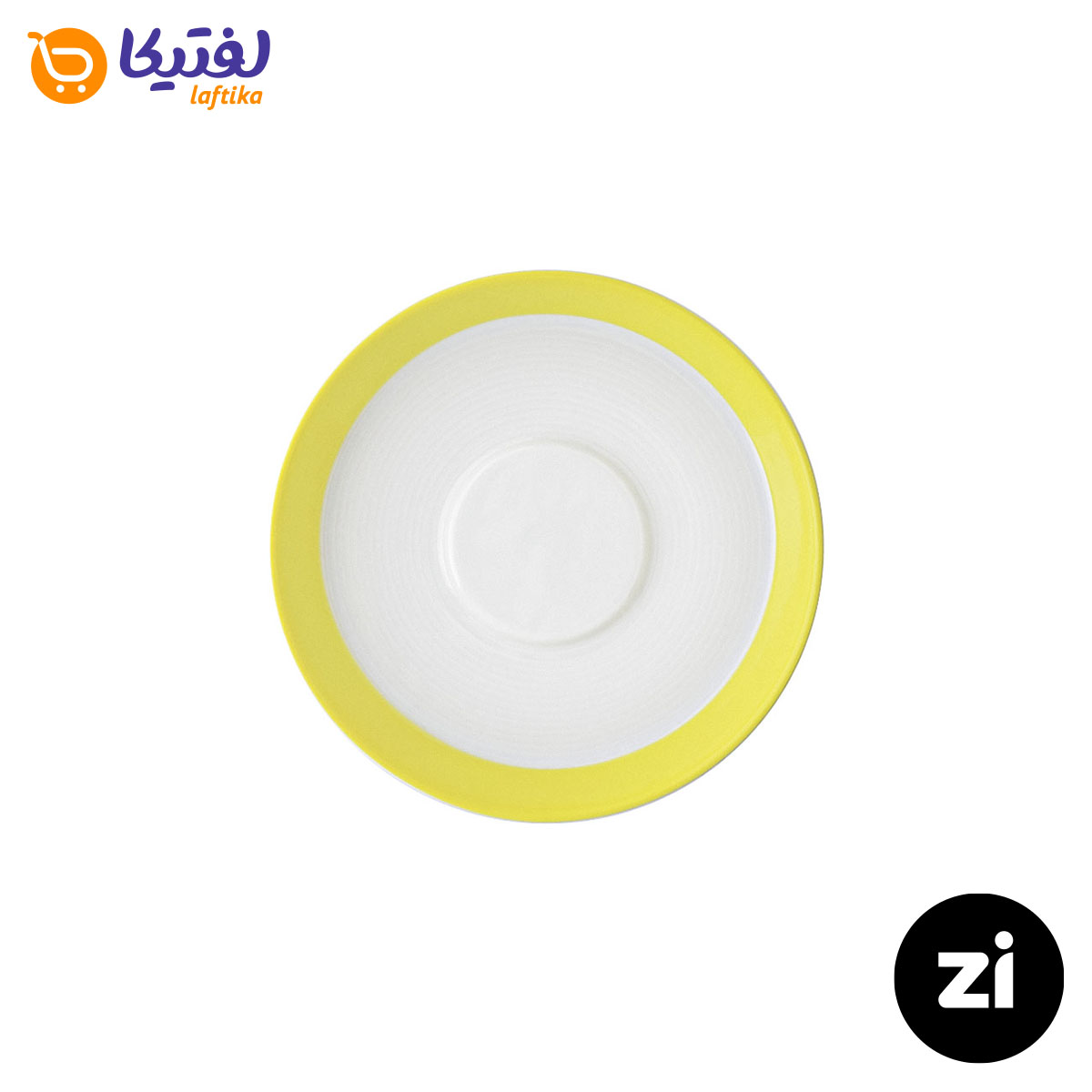 نعلبکی زیر استکانی چینی زرین (Zi) فرم اس سایز 12 طرح پاستل لیمویی