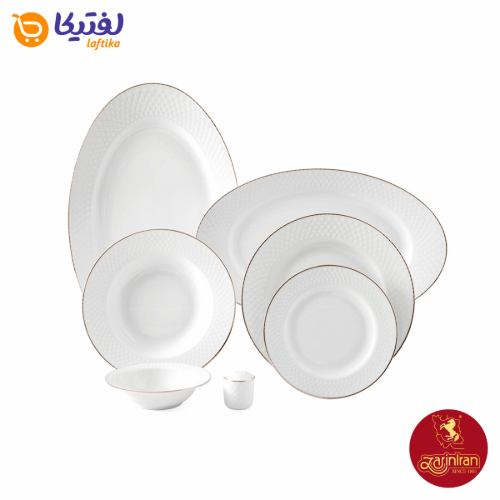 سرویس 12 نفره چینی زرین قالب رادیانس طرح زرین لب طلایی