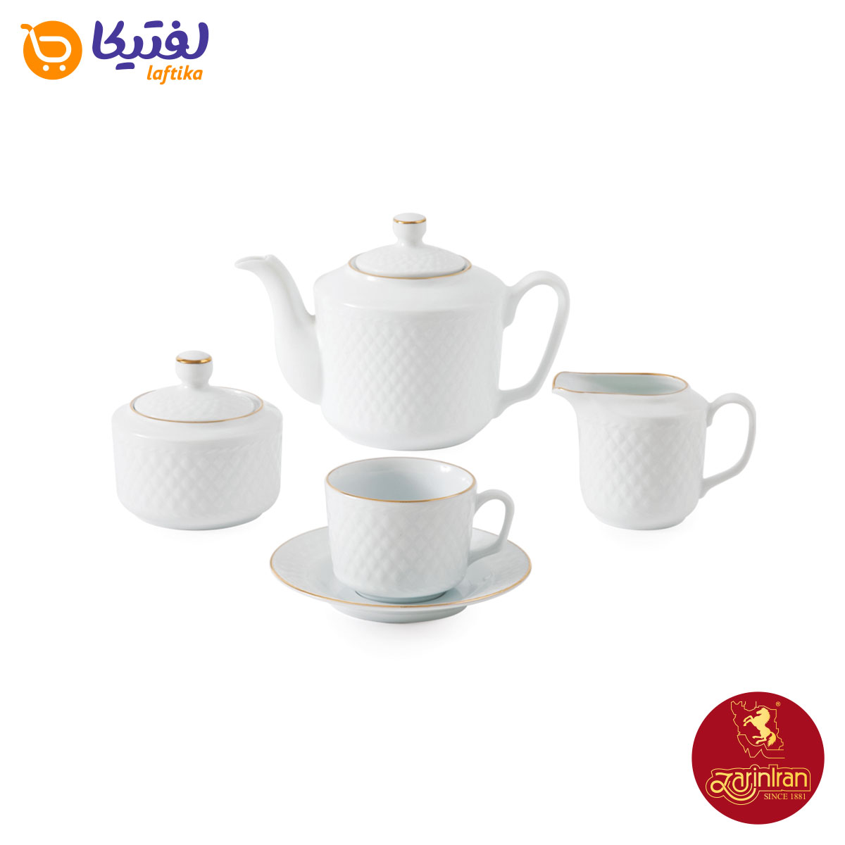 سرویس 12 نفره چینی زرین قالب رادیانس طرح زرین لب طلایی