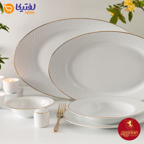 سرویس 12 نفره چینی زرین قالب رادیانس طرح زرین لب طلایی