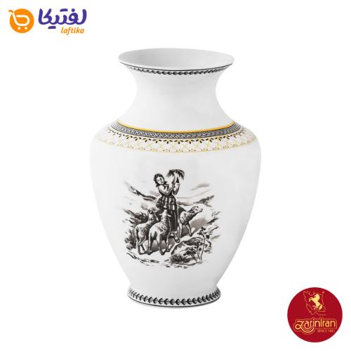 گلدان چینی زرین رعنا طرح ویلیج سایز بزرگ