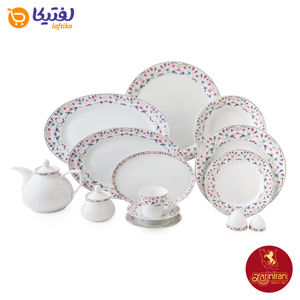 سرویس چینی زرین شهرزاد طرح باغستان با گلریزهای رنگین مینیمال