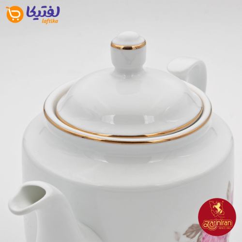 قوری چینی زرین استوانه طرح رزفلاور سایز 8