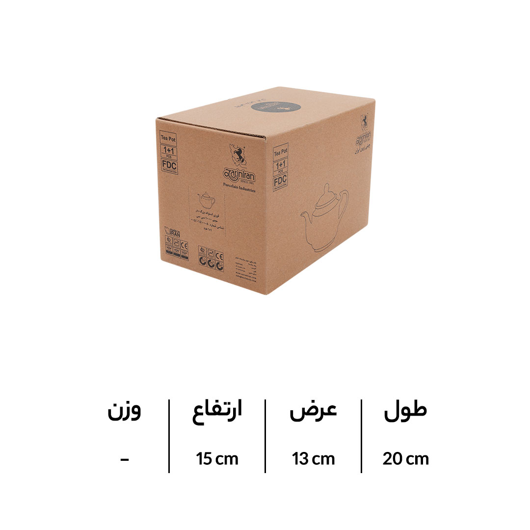 قوری چینی زرین استوانه طرح رزفلاور سایز 8