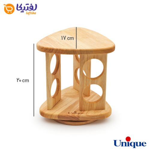 ست جا ادویه ای گردان چوبی یونیک مثلثی 6 تایی UN-6114