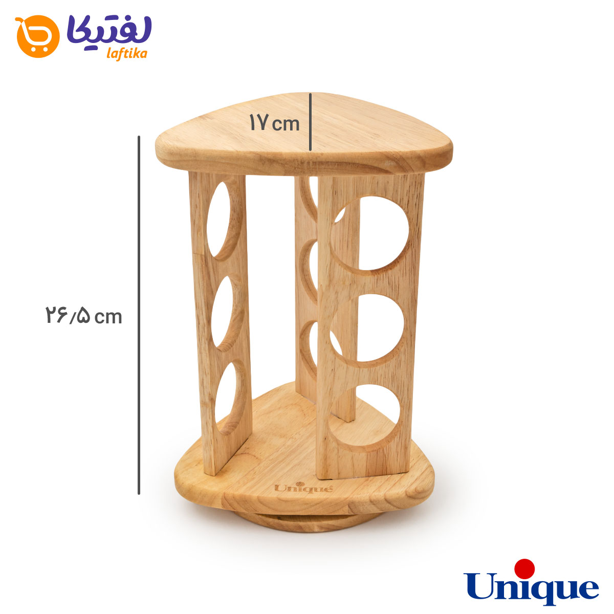 ست جا ادویه ای گردان چوبی یونیک مثلثی 9 تایی UN-6115