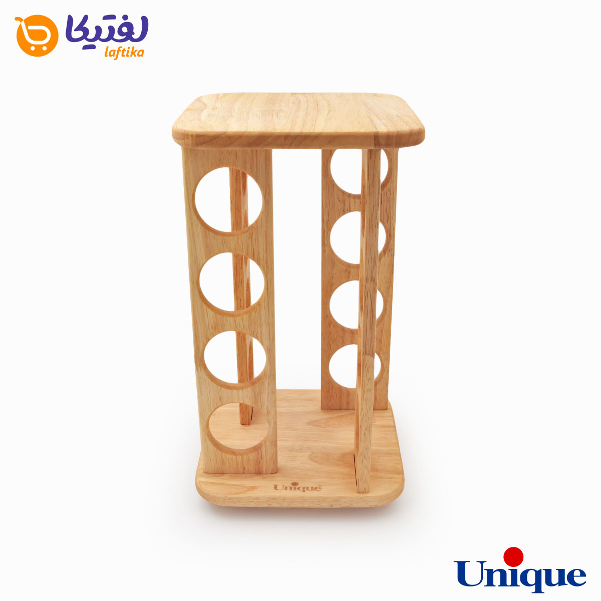 ست جا ادویه ای گردان مربع چوبی یونیک 16 تایی UN-6112
