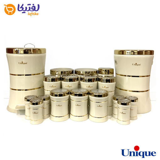 سرویس یونیک 18 پارچه کمرباریک خطی کرم طلا UN-4690