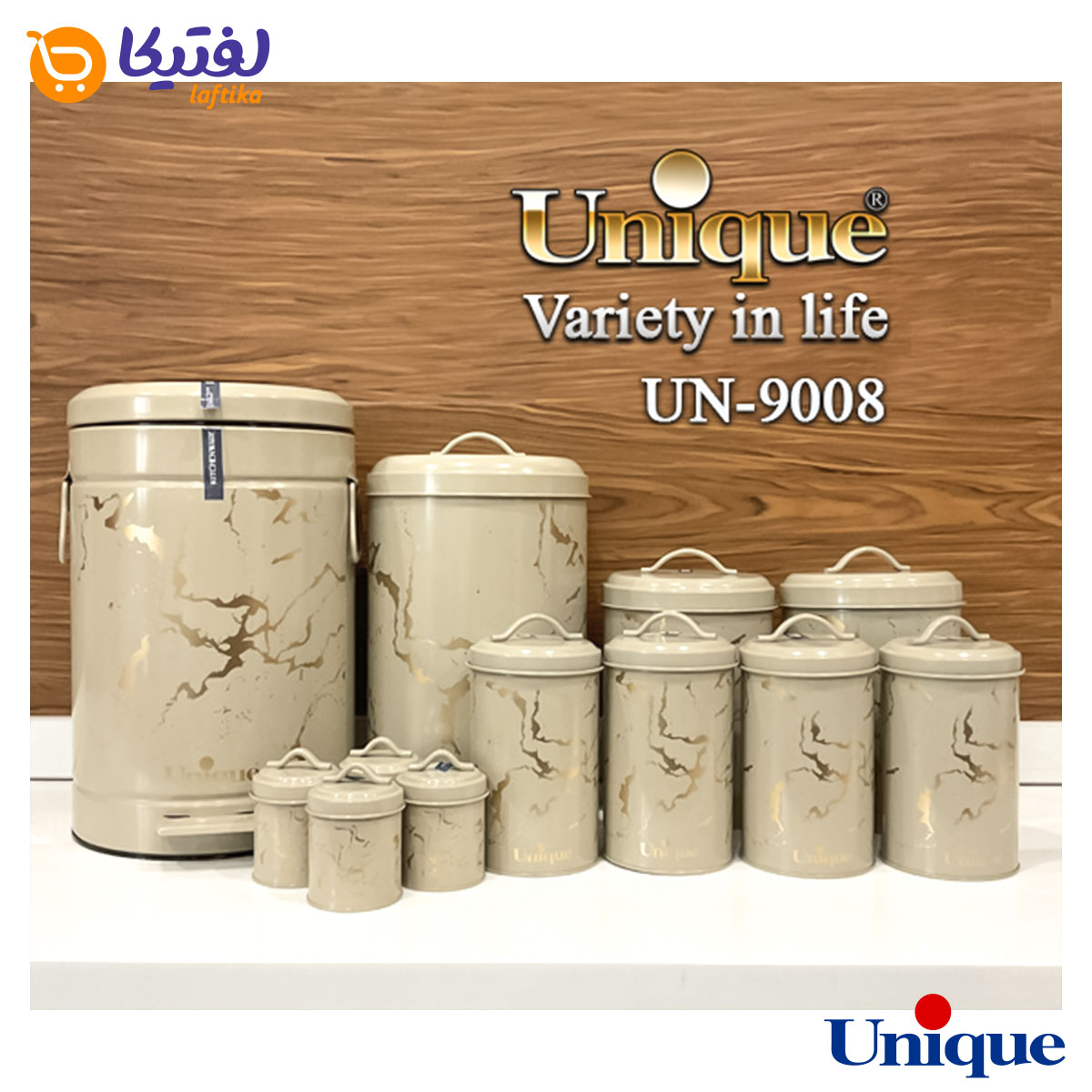 سرویس آشپزخانه یونیک فانتزی 8+4 پارچه نسکافه ماربل طلایی UN-9008