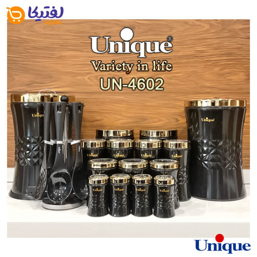 سرویس آشپزخانه 15 پارچه یونیک ونیز مشکی طلایی UN-4602