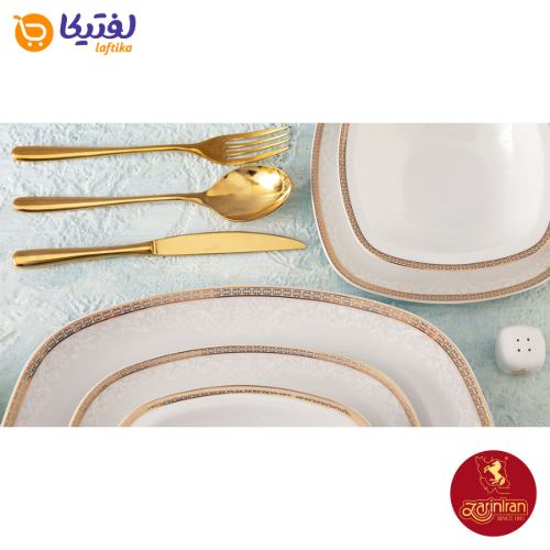 سرویس چینی زرین کواترو طرح ریوا طلایی 6 نفره 27 پارچه