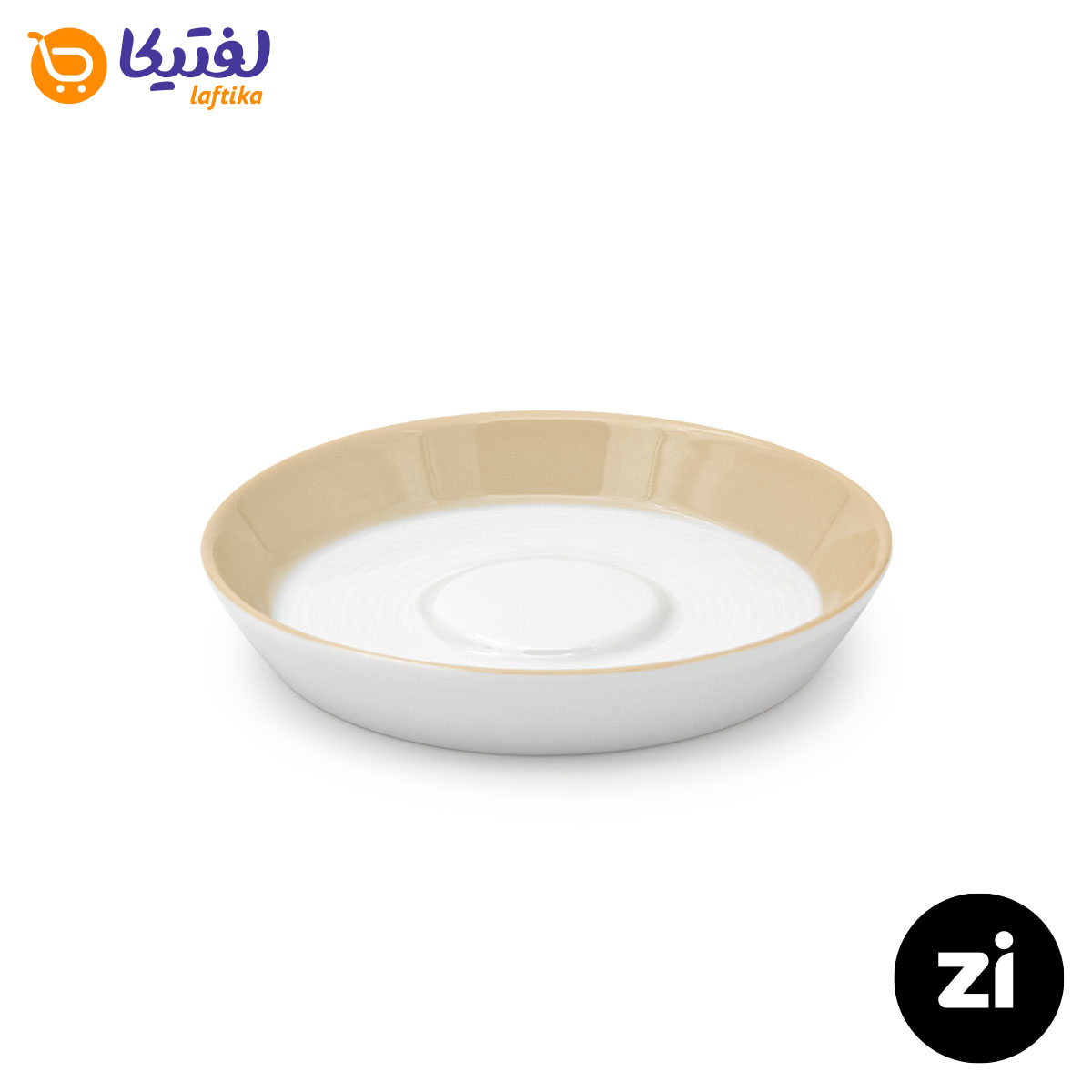 نعلبکی زیر استکانی چینی زرین (Zi) فرم اس سایز 12 طرح پاستل کرم