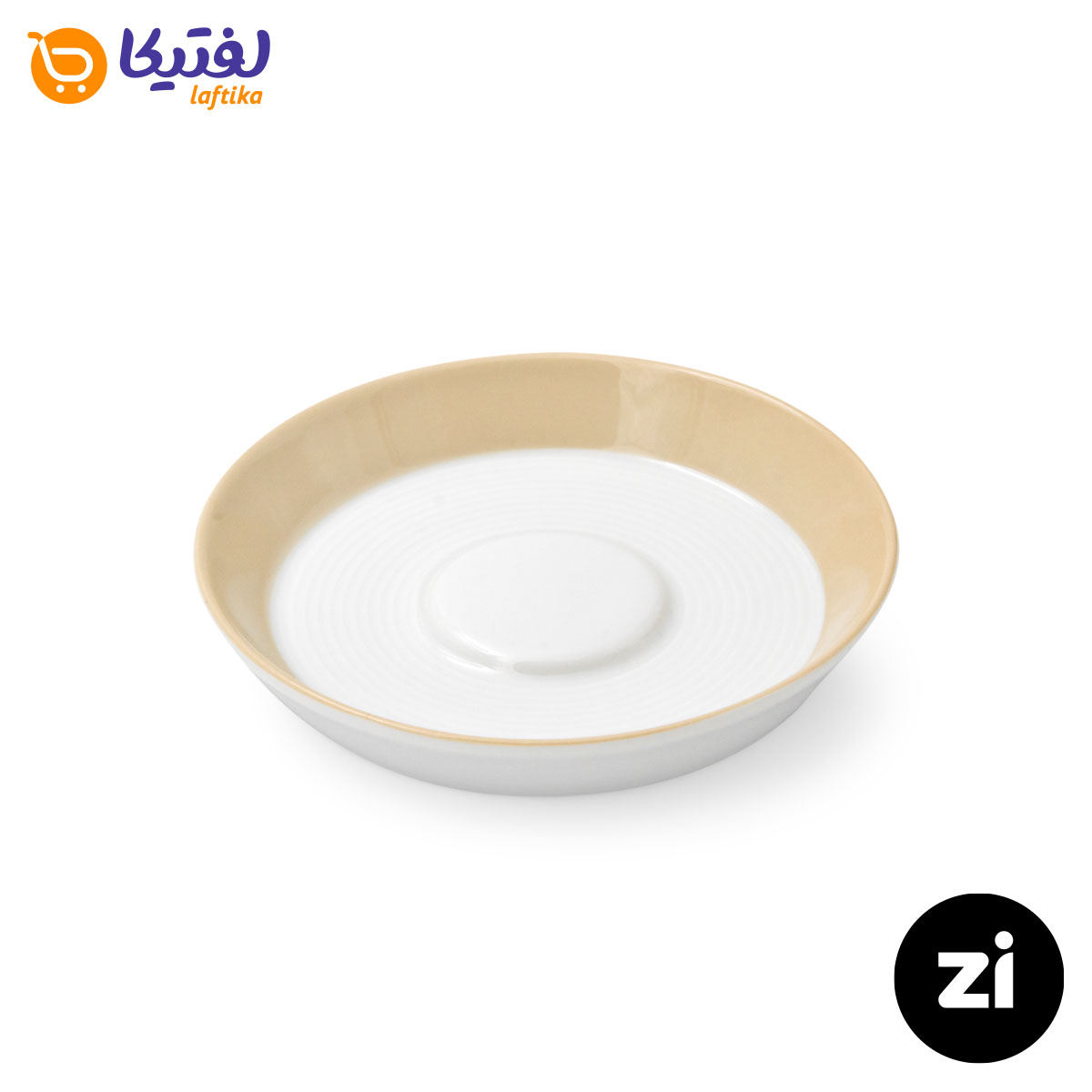 نعلبکی زیر استکانی چینی زرین (Zi) فرم اس سایز 12 طرح پاستل کرم