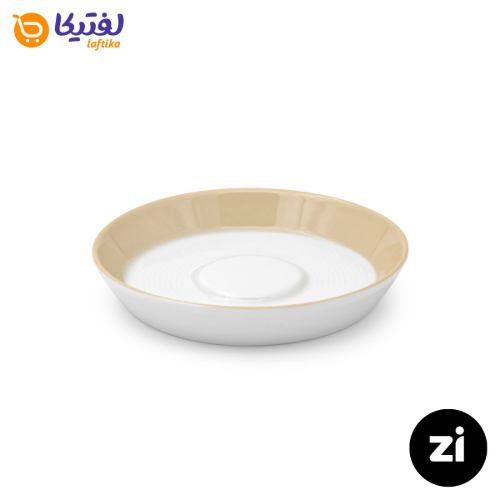 نعلبکی زیر استکانی چینی زرین (Zi) فرم اس سایز 15 طرح پاستل کرم