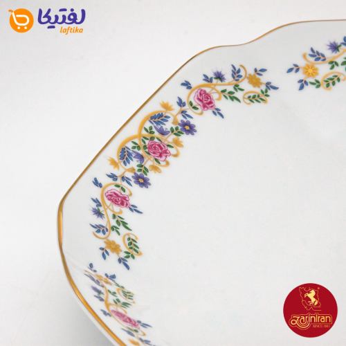 چینی زرین سرویس قاب و قدح هگزان طرح گل گلستان